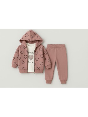 Βρεφικό Σετ 3Τμχ Για Κορίτσι 9-24 Μηνών Ρόζ