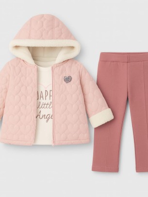 Βρεφικό Σετ με Φλις 3Τμχ Για Κορίτσι 6-24 Μηνών Ροζ