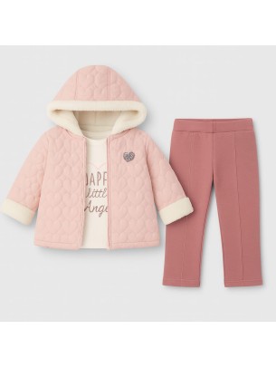 Βρεφικό Σετ με Φλις 3Τμχ Για Κορίτσι 6-24 Μηνών Ροζ
