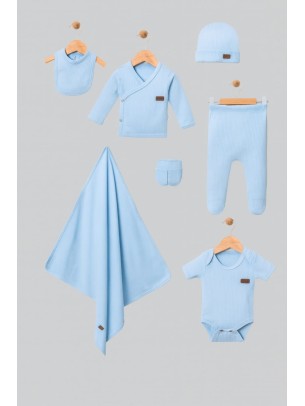 Σετ Νεογέννητο 7Τμχ Για Αγόρι Εκρού 0-3 Μηνών Μπλε