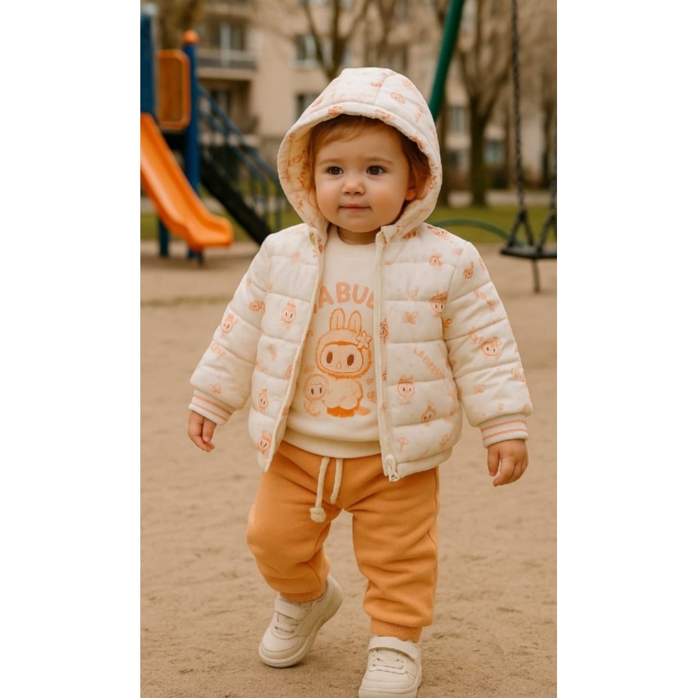 Βρεφικό Σετ Φόρμα με Φλις Για Κορίτσι 9-24 Μηνών Σομόν