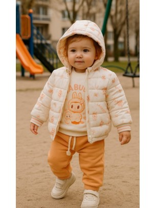 Βρεφικό Σετ Φόρμα με Φλις Για Κορίτσι 9-24 Μηνών Σομόν