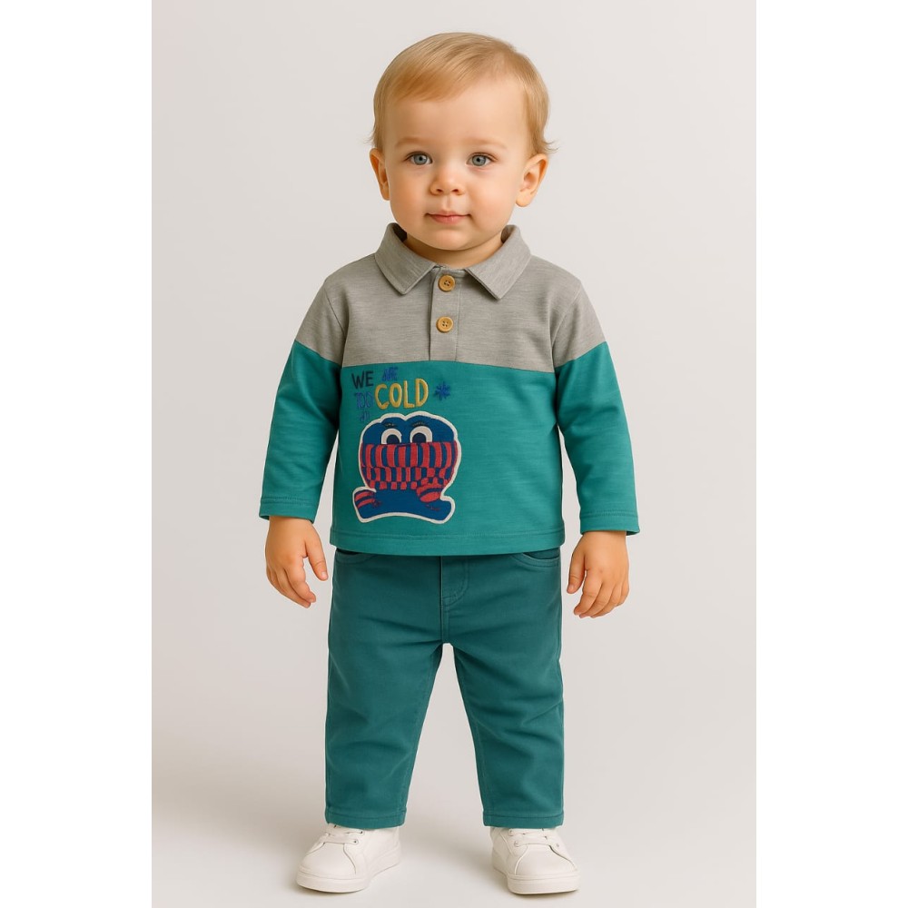 Βρεφικό Σετ Για Αγόρι 6-36 Μηνών Πετρόλ