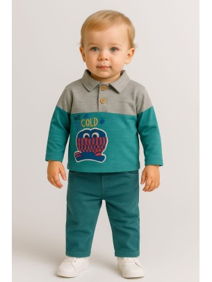 Βρεφικό Σετ Για Αγόρι 6-36 Μηνών Πετρόλ