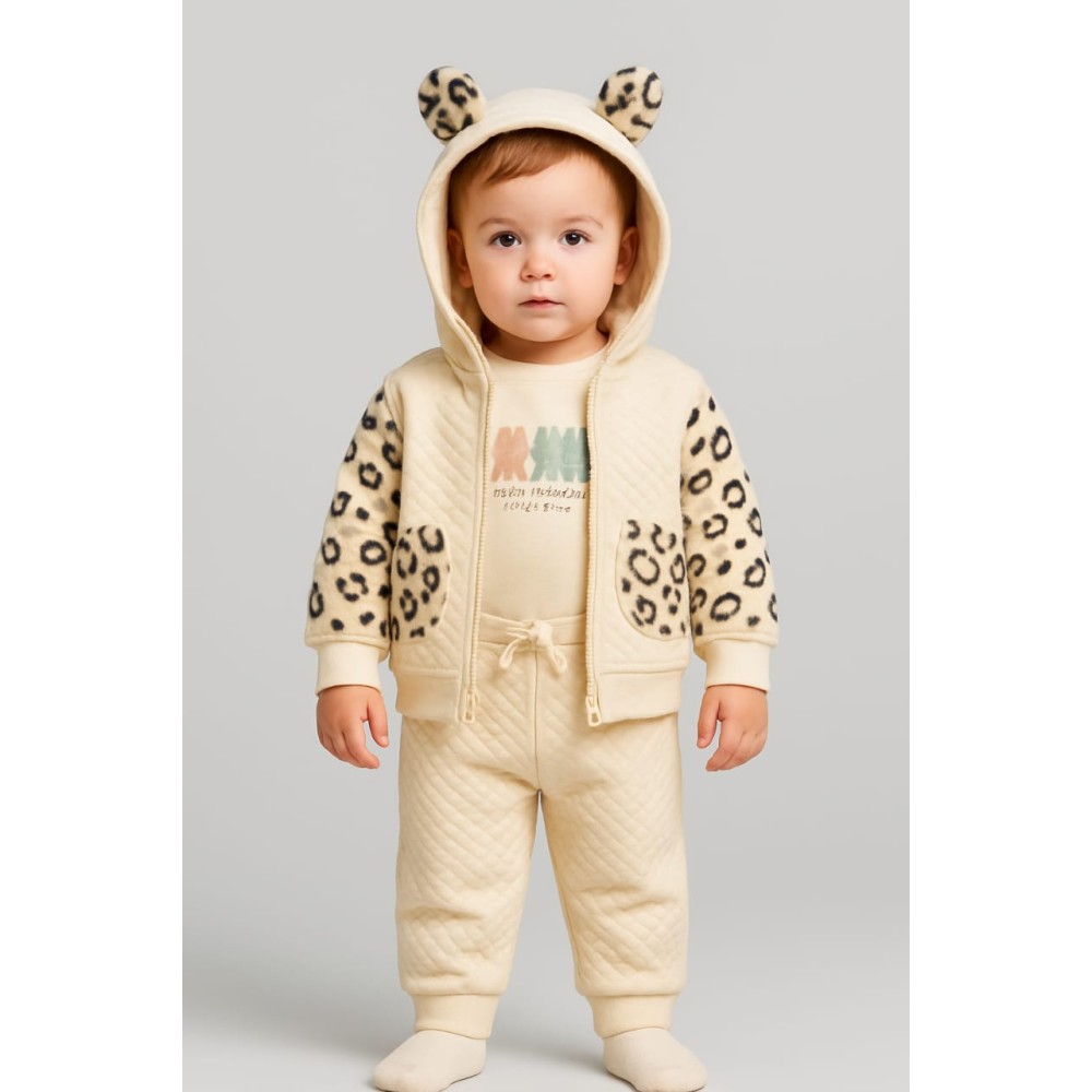 Βρεφικό Σετ Φόρμα 3Τμχ Για Κορίτσι 6-24 Μηνών Μπεζ