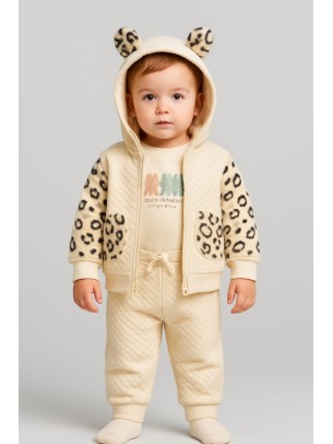 Βρεφικό Σετ Φόρμα 3Τμχ Για Κορίτσι 6-24 Μηνών Μπεζ