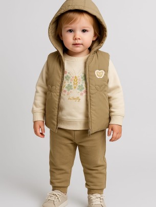 Βρεφικό Σετ 3Τμχ Για Κορίτσι 9-24 Μηνών Χακί