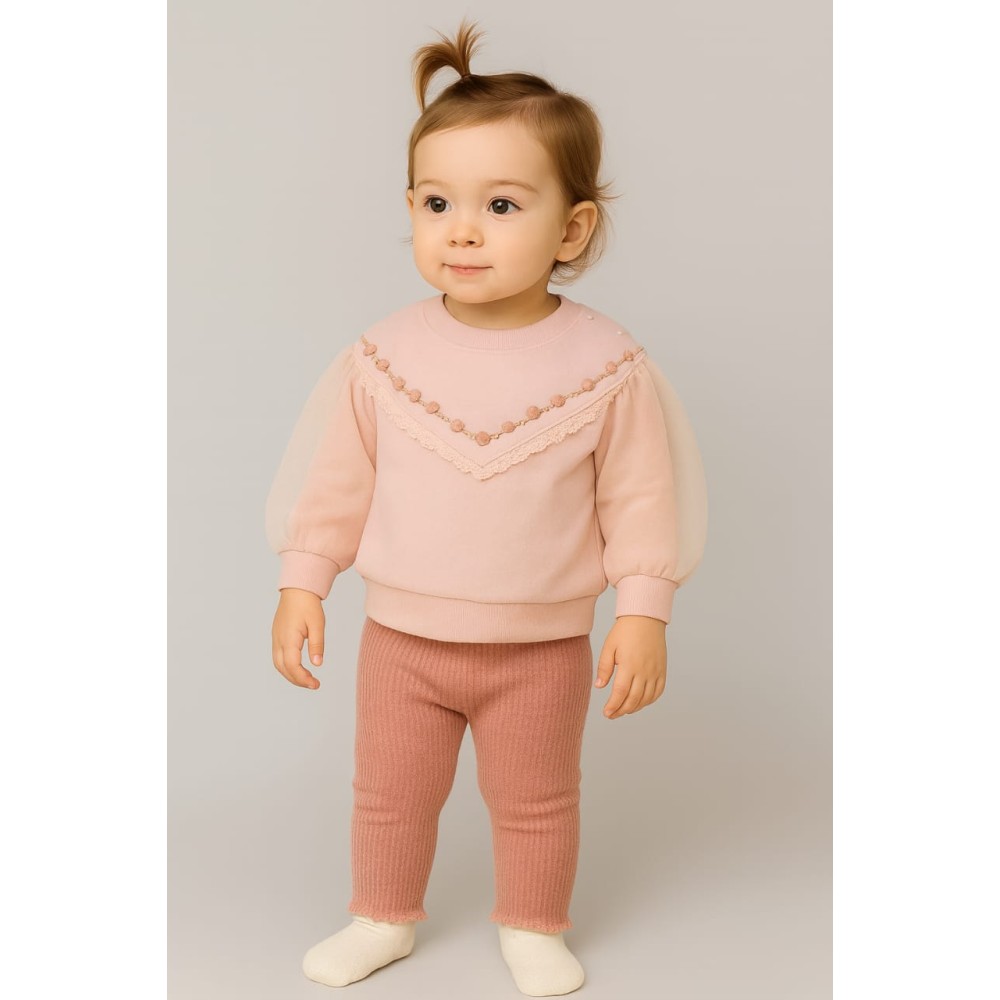 Βρεφικό Σετ Φόρμα Για Κορίτσι 6-24 Μηνών Ροζ