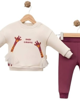 Βρεφικό Σετ Φόρμα  Για Κορίτσι 9-24 Μηνών Κερασί 