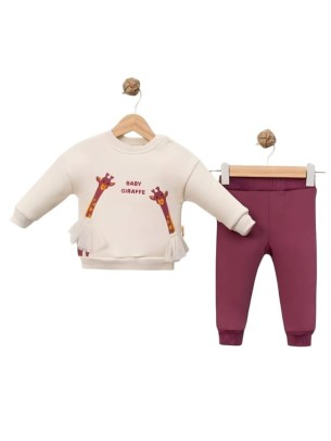 Βρεφικό Σετ Φόρμα  Για Κορίτσι 9-24 Μηνών Κερασί 