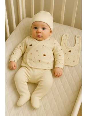 Σετ Νεογέννητο 5Τμχ Για Αγόρι  0-3 Μηνών Εκρού