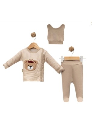 Σετ Νεογέννητο 3Τμχ Για Αγόρι  0-3 Μηνών Καφέ