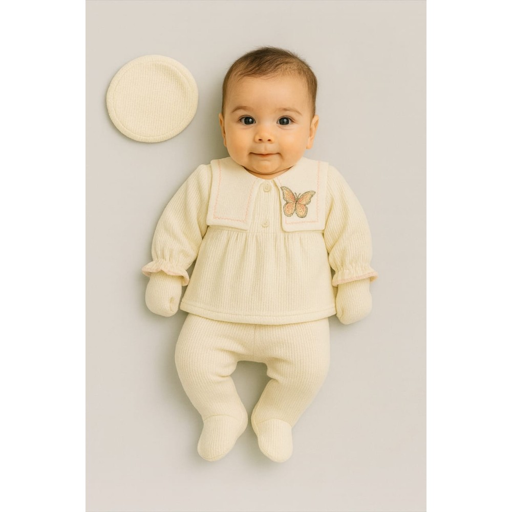 Σετ Νεογέννητο 5Τμχ Για Κορίτσι 0-3 Μηνών Εκρού