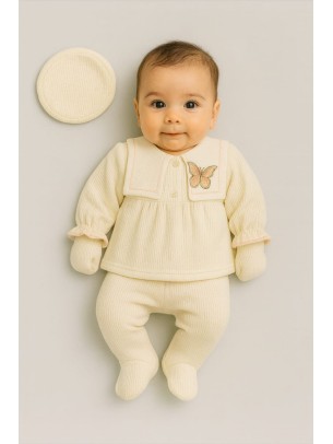 Σετ Νεογέννητο 5Τμχ Για Κορίτσι 0-3 Μηνών Εκρού