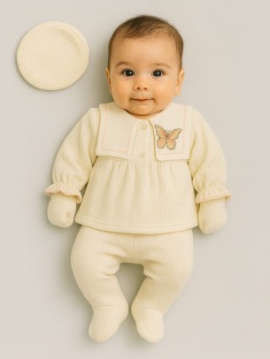 Σετ Νεογέννητο 5Τμχ Για Κορίτσι 0-3 Μηνών Εκρού