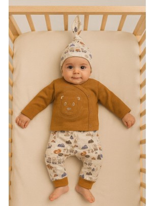 Σετ Νεογέννητο 3Τμχ Για Αγόρι 0-3 Μηνών Καφέ