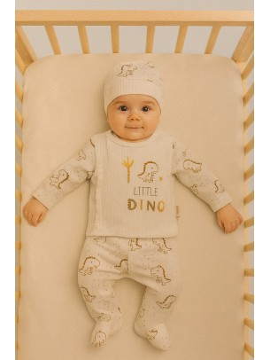 Σετ Νεογέννητο 3Τμχ Για Αγόρι  0-3 Μηνών Εκρού