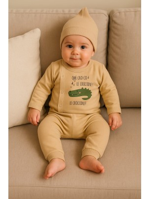 Σετ Νεογέννητο 3Τμχ Για Αγόρι 0-3 Μηνών Ανοιχτό Καφέ