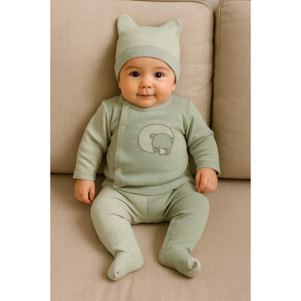 Σετ Νεογέννητο 3Τμχ Για Αγόρι 0-3 Μηνών Φυστικί