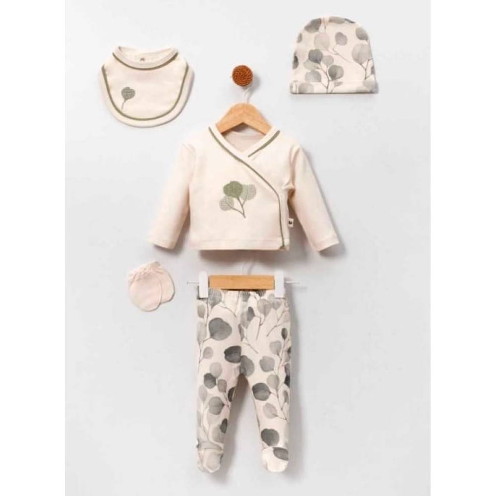 Σετ Νεογέννητο 5Τμχ Για Κορίτσι 0-3 Μηνών Εκρού