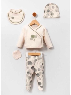 Σετ Νεογέννητο 5Τμχ Για Κορίτσι 0-3 Μηνών Εκρού