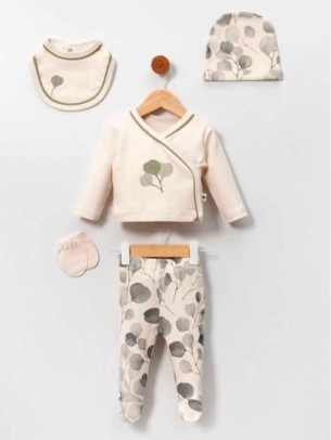 Σετ Νεογέννητο 5Τμχ Για Κορίτσι 0-3 Μηνών Εκρού