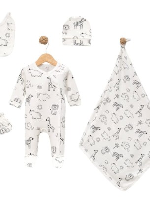 Σετ Νεογέννητο 5Τμχ Για Αγόρι  0-3 Μηνών Λευκό