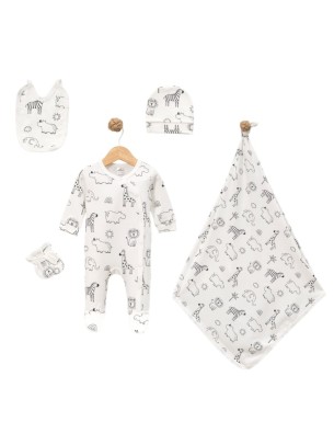 Σετ Νεογέννητο 5Τμχ Για Αγόρι  0-3 Μηνών Λευκό