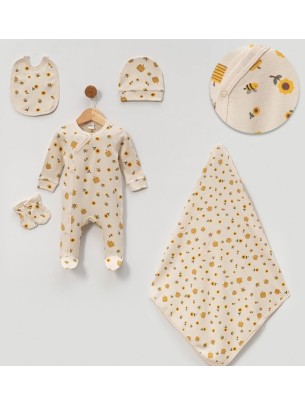 Σετ Νεογέννητο 5Τμχ Για Κορίτσι  0-3 Μηνών Μπεζ