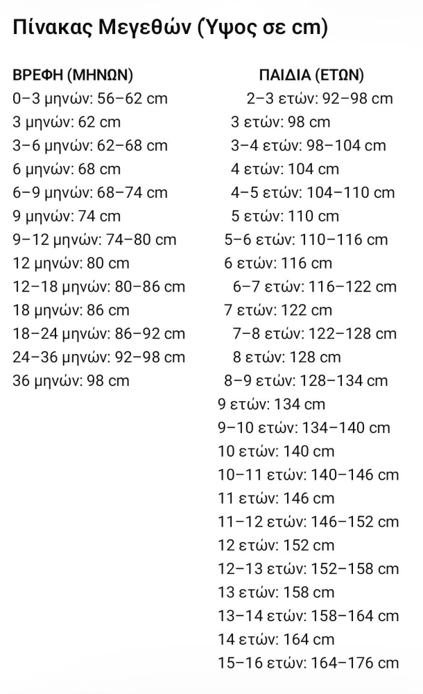 Μεγεθολόγιο Bellekids